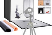 Caisson lumineux pour photographie professionnelle de produits LIGHT BOX Avec 5 Fonds 60x60x60cm