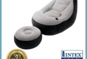 Chaise longue gonflable avec repose-pieds en tissu velours Chaise longue – Ultra Détent Gonflable Gris/Noir Intex 6856